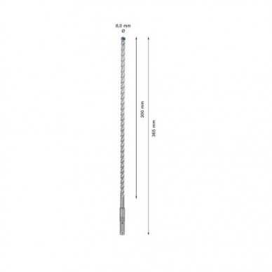 Grąžtas betonui Bosch SDS-plus, 8x300x365mm, 1 vnt. 2608900092 2 Grąžtas betonui Bosch SDS-plus, 8x300x365mm, 1 vnt. 2608900092 2