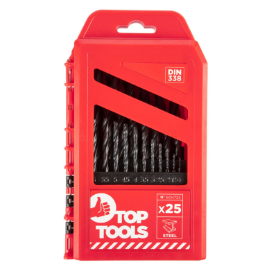 Grąžtas metalui HSS, komplekte 25 vnt., 1-13mm. 2
