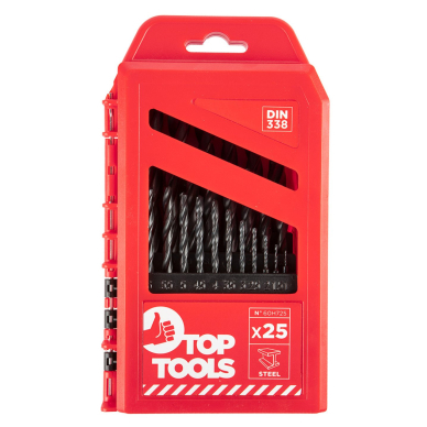 Grąžtas metalui HSS, komplekte 25 vnt., 1-13mm. 4 Grąžtas metalui HSS, komplekte 25 vnt., 1-13mm. 4