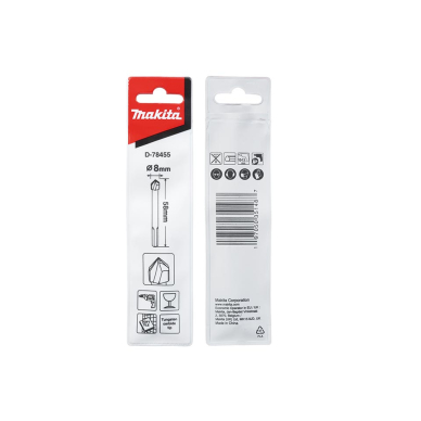Grąžtas stiklui ir keramikai Makita D-78455, 8x58mm 1 Grąžtas stiklui ir keramikai Makita D-78455, 8x58mm 1