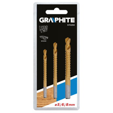GrąžtasHSS-TiN kpl. 3 vnt. 5, 6, 8 mm 1