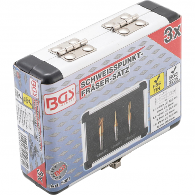 Grąžtai kontaktiniams taškams nugręžti BGS-technic 5081, 3 vnt. 3 Grąžtai kontaktiniams taškams nugręžti BGS-technic 5081, 3 vnt. 3