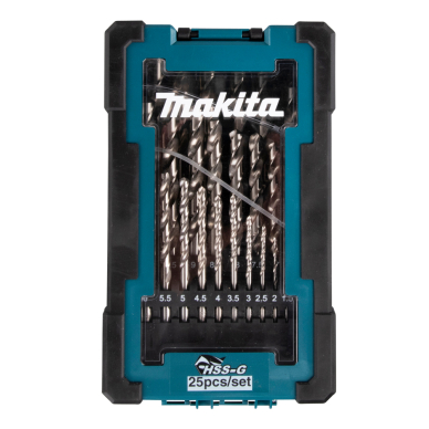 Grąžtų komplektas Makita D-67555, 25 vnt. (1-13mm) metalui HSS-G 1 Grąžtų komplektas Makita D-67555, 25 vnt. (1-13mm) metalui HSS-G 1