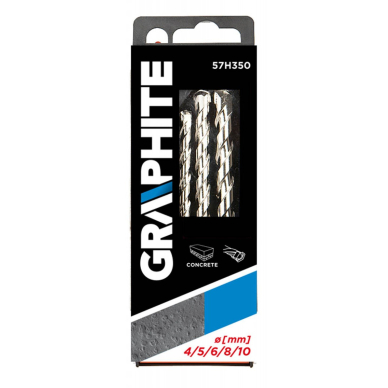 Grąžtų komplektas betonui, rinkinys 5 vnt., 4, 5, 1 Grąžtų komplektas betonui, rinkinys 5 vnt., 4, 5, 1