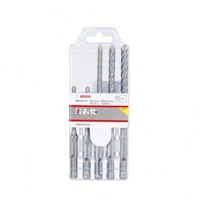 Grąžtų komplektas Bosch SDS plus-5X, 5 vnt., 5/6/6/8/10 mm, 2608833910 1 Grąžtų komplektas Bosch SDS plus-5X, 5 vnt., 5/6/6/8/10 mm, 2608833910 1