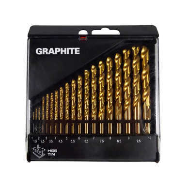 Grąžtų komplektas HSS-TIN 1.0 - 10.0 mm / 19 vnt. 1 Grąžtų komplektas HSS-TIN 1.0 - 10.0 mm / 19 vnt. 1