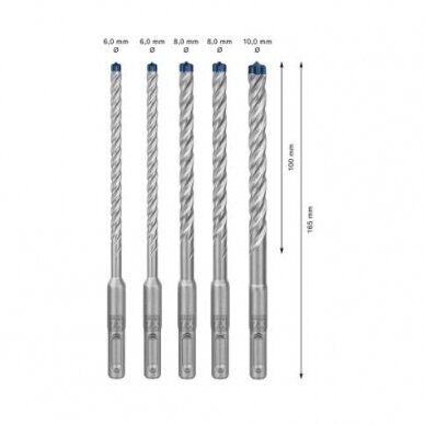 Grąžtų rinkinys Bosch SDS-plus, 5 vnt., 6/6/8/8/10 mm, 2608900198 1 Grąžtų rinkinys Bosch SDS-plus, 5 vnt., 6/6/8/8/10 mm, 2608900198 1