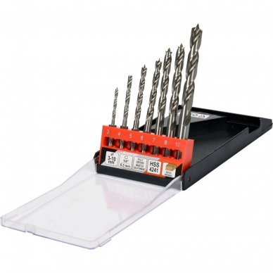 Grąžtų medžiui rinkinys Yato YT-33873, 1/4" antgalis, 3-10 mm, 7 vnt. 1 Grąžtų medžiui rinkinys Yato YT-33873, 1/4" antgalis, 3-10 mm, 7 vnt. 1