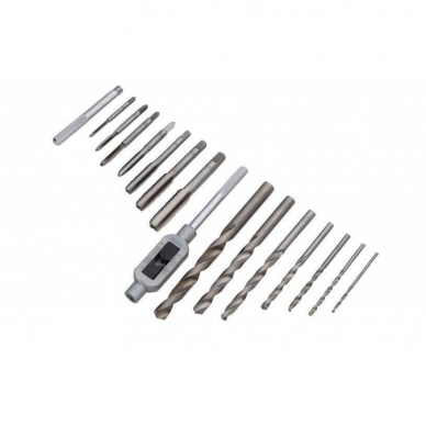 Sriegiklių ir grąžtų rinkinys KINGRONY SK1633, M3 - M12 / 2,5 - 10,2 mm, 16 vnt. 2 Sriegiklių ir grąžtų rinkinys KINGRONY SK1633, M3 - M12 / 2,5 - 10,2 mm, 16 vnt. 2