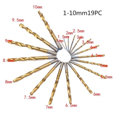 Grąžtų rinkinys EW-0019, 1 - 10 mm, 19 vnt. 2 Grąžtų rinkinys EW-0019, 1 - 10 mm, 19 vnt. 2