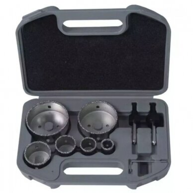 Gręžimo karunėlės volframinės Dedra DED1515, 22-73mm +laikikliai 1 Gręžimo karunėlės volframinės Dedra DED1515, 22-73mm +laikikliai 1