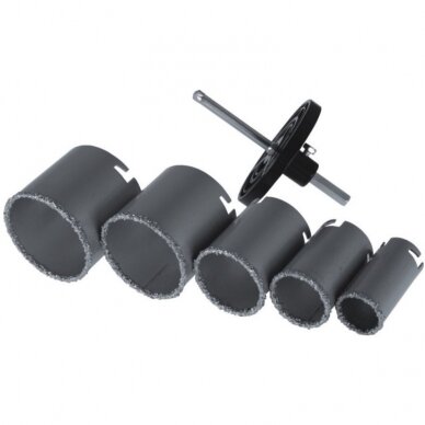 Gręžimo karunėlės volframinės Dedra DED1517, 33-73mm, 5 vnt. Gręžimo karunėlės volframinės Dedra DED1517, 33-73mm, 5 vnt.