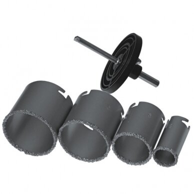 Gręžimo karunėlės volframinės Dedra DED1518, 33-73mm, 6vnt. Gręžimo karunėlės volframinės Dedra DED1518, 33-73mm, 6vnt.