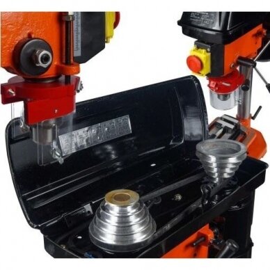 Gręžimo staklės, griebtuvas 16mm, 1600W + spaustuvai 1 Gręžimo staklės, griebtuvas 16mm, 1600W + spaustuvai 1