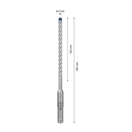 Grąžtas betonui Bosch SDS-plus, 6x100x165mm, 1 vnt. 2608900072 2 Grąžtas betonui Bosch SDS-plus, 6x100x165mm, 1 vnt. 2608900072 2