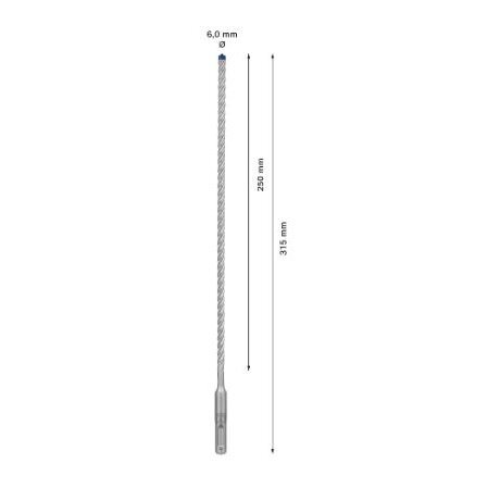 Grąžtas betonui Bosch SDS-plus, 6x250x315mm, 1 vnt. 2608900075 2 Grąžtas betonui Bosch SDS-plus, 6x250x315mm, 1 vnt. 2608900075 2