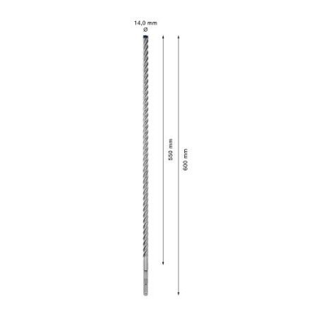 Grąžtas betonui Bosch SDS-plus, 14x550x600mm, 1 vnt. 2608900125 2
