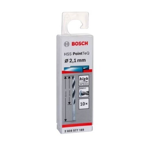 Grąžtas metalui Bosch PointTeQ, 2,1x24x49 mm, 10 vnt., 2608577189 1