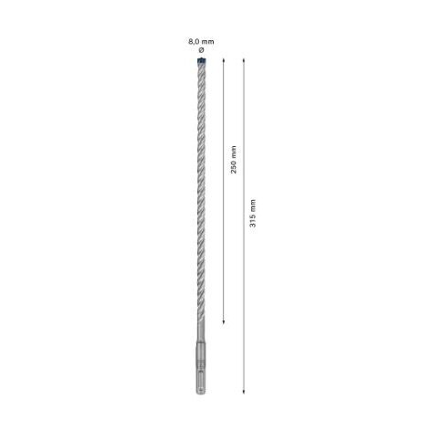 Grąžtas betonui Bosch SDS-plus, 8x250x315mm, 1 vnt. 2608900091 2 Grąžtas betonui Bosch SDS-plus, 8x250x315mm, 1 vnt. 2608900091 2