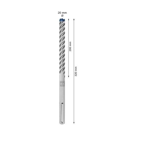 Grąžtas betonui Bosch SDS-max-8X, 20x200x320 mm, 2608900228 1 Grąžtas betonui Bosch SDS-max-8X, 20x200x320 mm, 2608900228 1