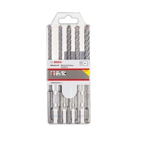 Grąžtų komplektas Bosch SDS plus-5X, 5 vnt., 6/6/8/8/10 mm, 2608833911 1 Grąžtų komplektas Bosch SDS plus-5X, 5 vnt., 6/6/8/8/10 mm, 2608833911 1
