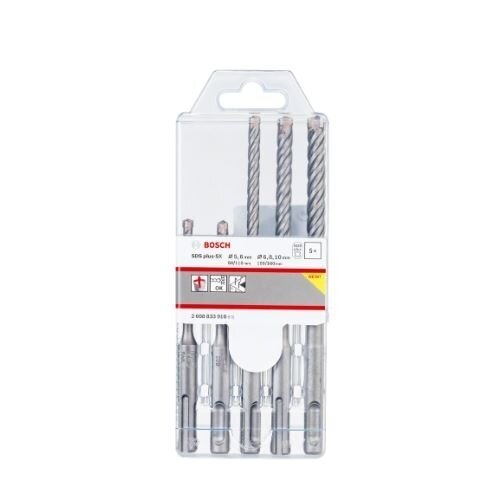 Grąžtų komplektas Bosch SDS plus-5X, 5 vnt., 5/6/6/8/10 mm, 2608833910 1 Grąžtų komplektas Bosch SDS plus-5X, 5 vnt., 5/6/6/8/10 mm, 2608833910 1