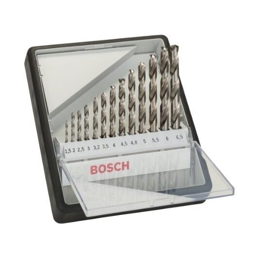 Grąžtų komplektas metalui Bosch HSS-G, 1.5-6.5 mm, 13 vnt., 2607010538 Grąžtų komplektas metalui Bosch HSS-G, 1.5-6.5 mm, 13 vnt., 2607010538