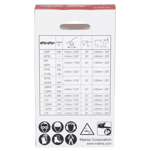 Grandinės 6" / 15 cm • 0,325" • 1,1 mm • 80TXL Makita 1912E8-3 2 Grandinės 6" / 15 cm • 0,325" • 1,1 mm • 80TXL Makita 1912E8-3 2
