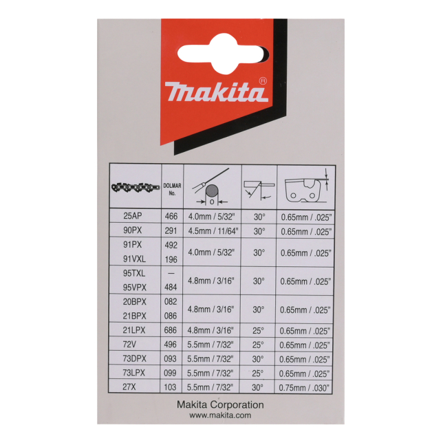 Grandinės Makita 191H12-3, SC 40cm/16", 3/8", 1,3mm, 56H 2 Grandinės Makita 191H12-3, SC 40cm/16", 3/8", 1,3mm, 56H 2