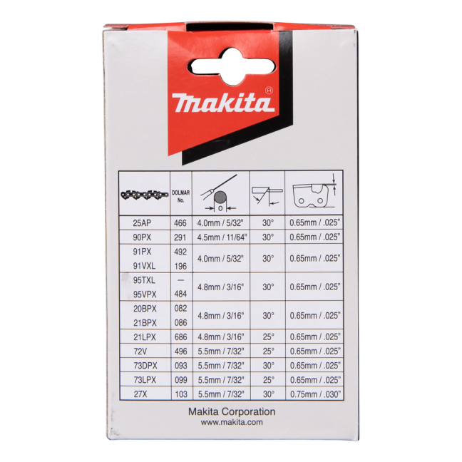 Grandinė Makita 191H00-0, CC 90PX, 25cm/10", 3/8", 1.1mm, 40H 2 Grandinė Makita 191H00-0, CC 90PX, 25cm/10", 3/8", 1.1mm, 40H 2