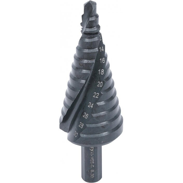Grąžtas skylės (pa)platinimui pakopinis su grioveliu | HSS 6542 | Ø 6 - 30 mm (1945-1) Grąžtas skylės (pa)platinimui pakopinis su grioveliu | HSS 6542 | Ø 6 - 30 mm (1945-1)