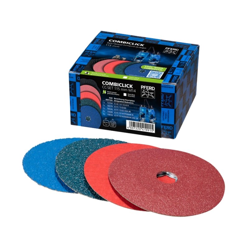 Grubaus apdirbimo šlifavimo diskelių rinkinys PFERD CC-SET 115 G, 8vnt. Grubaus apdirbimo šlifavimo diskelių rinkinys PFERD CC-SET 115 G, 8vnt.