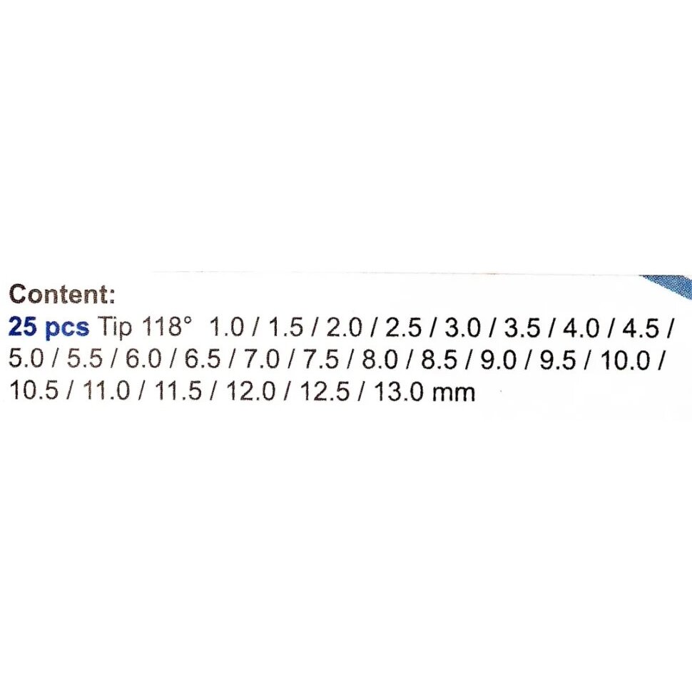 Grąžtai metalui HSS 1-13mm 25vnt. 2