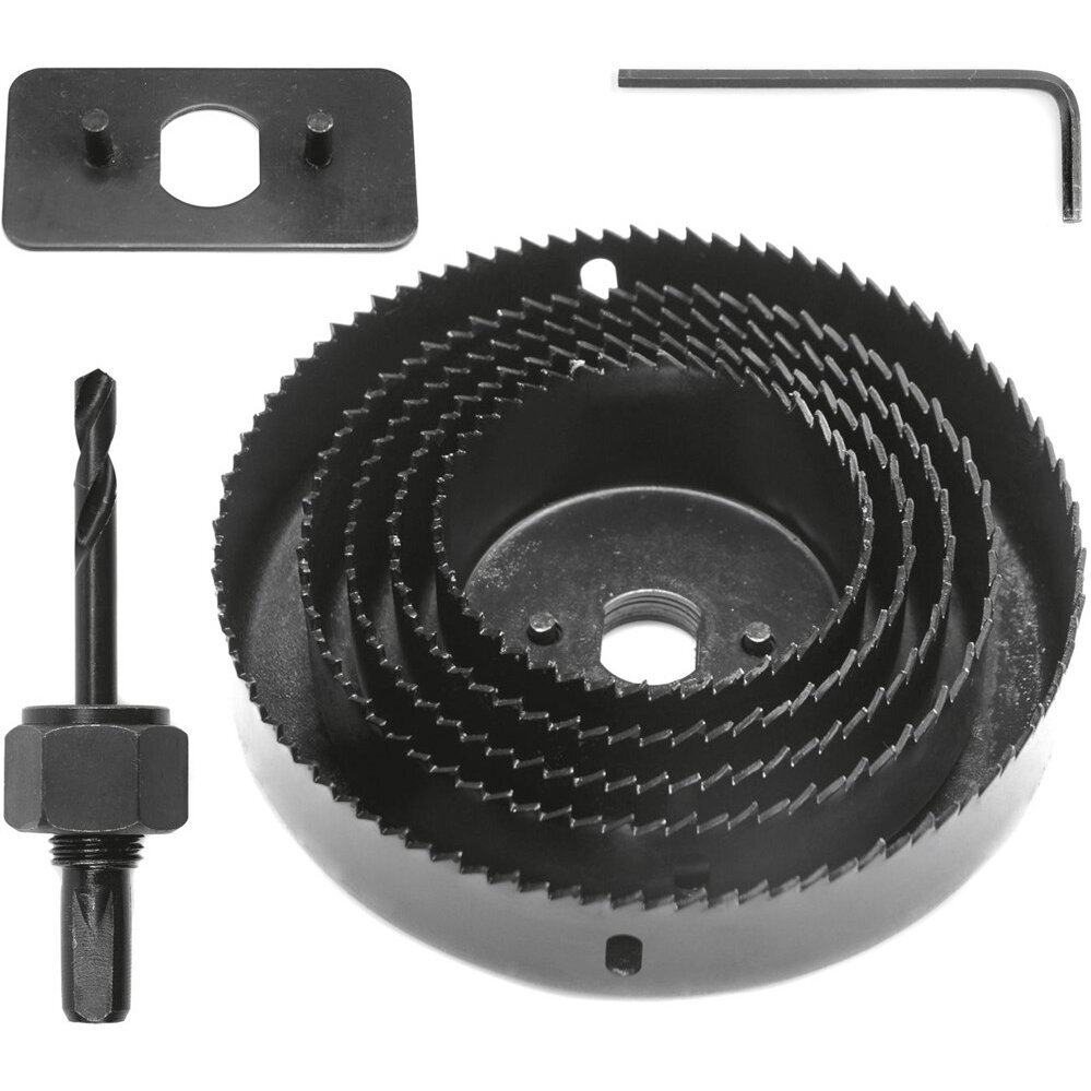 Grąžtų karūnų rinkinys medžiui Vorel 64-127 mm, 8 vnt. 1 Grąžtų karūnų rinkinys medžiui Vorel 64-127 mm, 8 vnt. 1