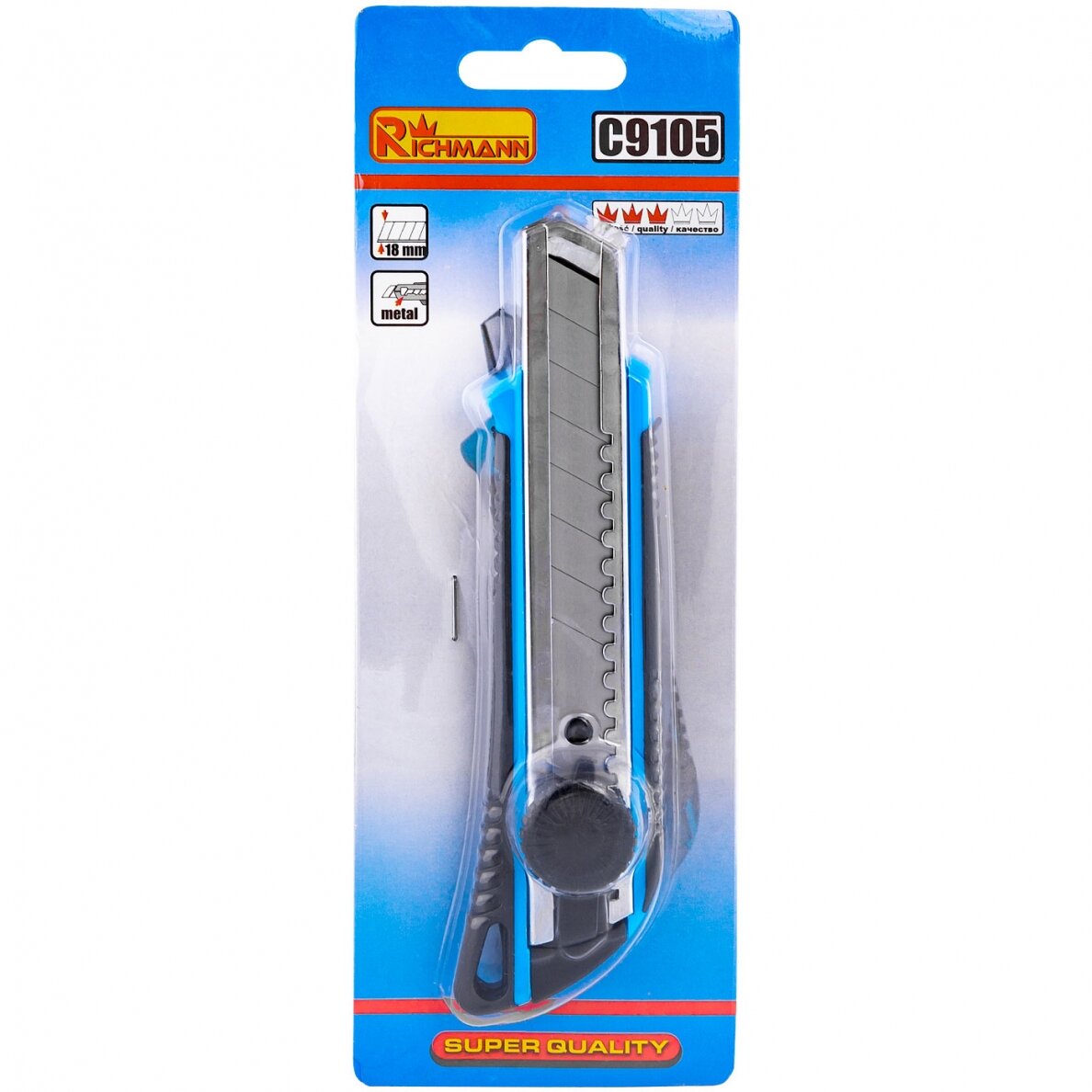 Peilis laužomomis gelęžtėmis, gumuotas,18 mm Peilis laužomomis gelęžtėmis, gumuotas,18 mm