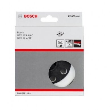 Guminis šlifavimo diskas Bosch, D 125mm, minkštas, 2608601118 1 Guminis šlifavimo diskas Bosch, D 125mm, minkštas, 2608601118 1