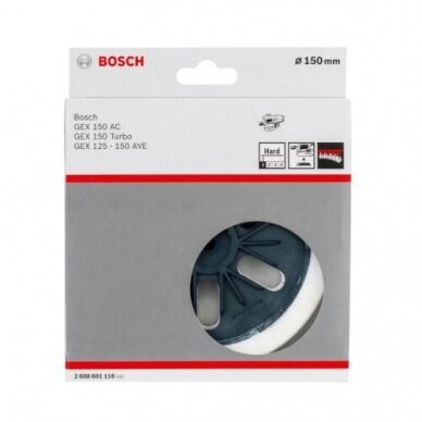 Guminis šlifavimo diskas Bosch, D 150mm, kietas, 2608601116 1 Guminis šlifavimo diskas Bosch, D 150mm, kietas, 2608601116 1