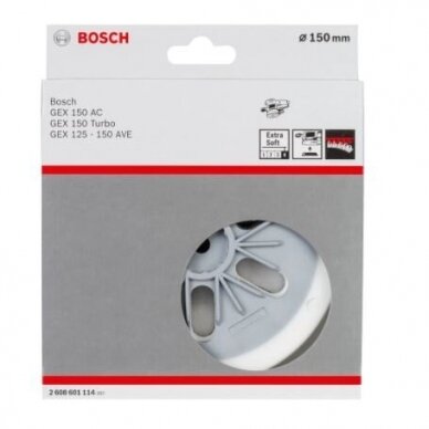 Guminis šlifavimo diskas Bosch, D 150mm, ypač minkšt., 2608601114 1 Guminis šlifavimo diskas Bosch, D 150mm, ypač minkšt., 2608601114 1