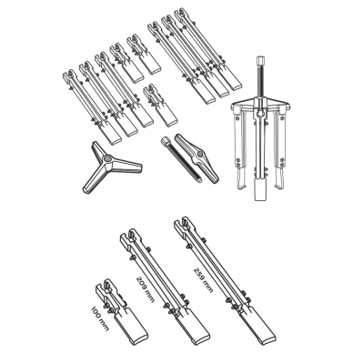Guolių pulerio rinkinys: 100, 200, 250 mm 7 Guolių pulerio rinkinys: 100, 200, 250 mm 7