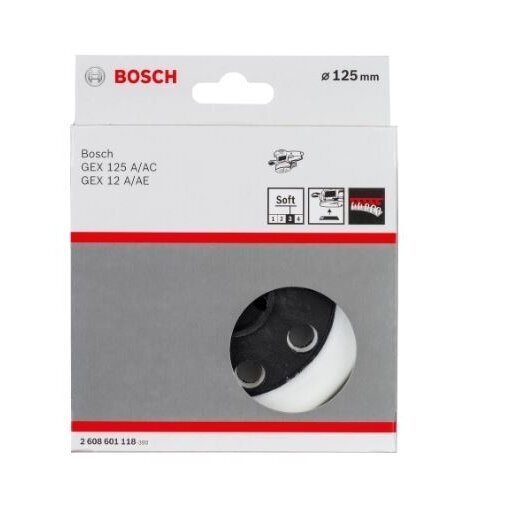 Guminis šlifavimo diskas Bosch, D 125mm, minkštas, 2608601118 1 Guminis šlifavimo diskas Bosch, D 125mm, minkštas, 2608601118 1