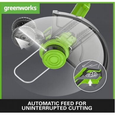 Akumuliatorinis trimeris Greenworks G40LT33, 40V (be akum. ir be krov.) 2 Akumuliatorinis trimeris Greenworks G40LT33, 40V (be akum. ir be krov.) 2