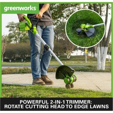 Akumuliatorinis trimeris Greenworks G40LT33, 40V (be akum. ir be krov.) 3 Akumuliatorinis trimeris Greenworks G40LT33, 40V (be akum. ir be krov.) 3