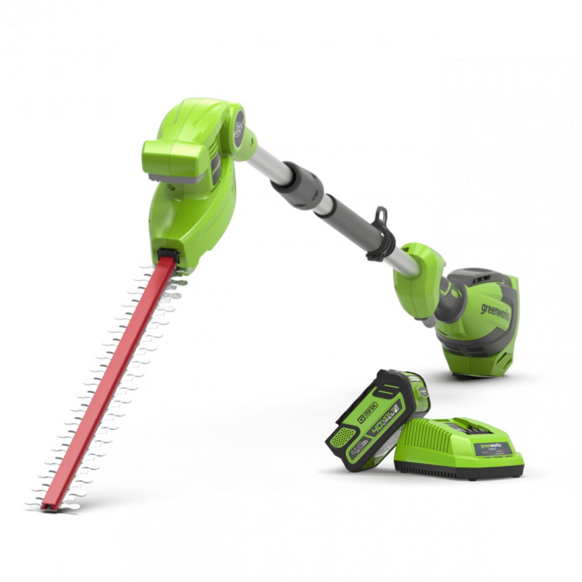 Akumuliatorinis gyvatvorių genėtuvas Greenworks G40PHAK2, 40 V, 2,0 Ah Akumuliatorinis gyvatvorių genėtuvas Greenworks G40PHAK2, 40 V, 2,0 Ah