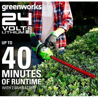Akumuliatorinis gyvatvorių genėtuvas Greenworks G24HT57K2, 24 V, 2,0 Ah, 57cm 5