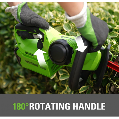 Akumuliatorinis gyvatvorių genėtuvas Greenworks G40HT61K2, 40 V, 2,0 Ah 4 Akumuliatorinis gyvatvorių genėtuvas Greenworks G40HT61K2, 40 V, 2,0 Ah 4