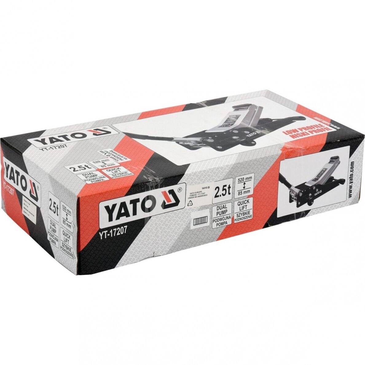 Hidraulinis domkratas ant ratukų Yato YT-17207, 85-520 mm, 2,5 t 2 Hidraulinis domkratas ant ratukų Yato YT-17207, 85-520 mm, 2,5 t 2