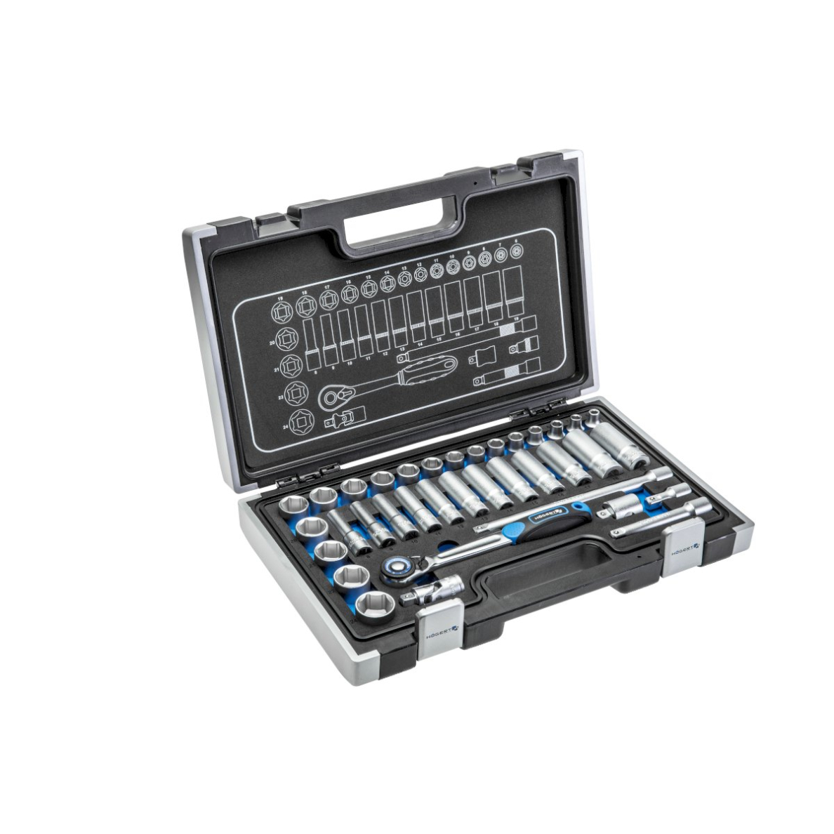 HOGERT įrankių komplektas 3/8" / 36 dalių, HT1R465 HOGERT įrankių komplektas 3/8" / 36 dalių, HT1R465