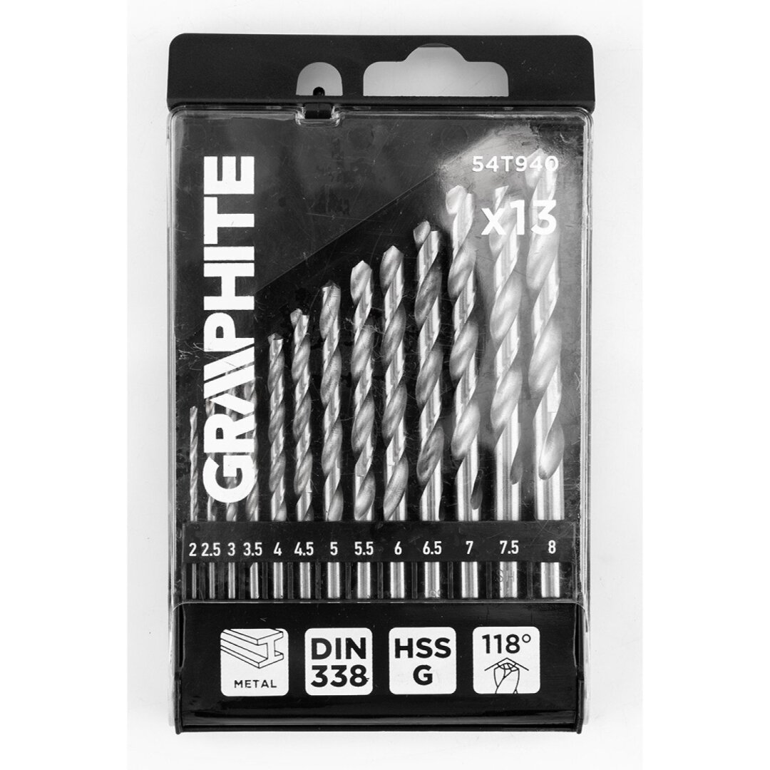 HSS -G metalo grąžtas, 2–8 mm, 13 vnt. Rinkinys 1
