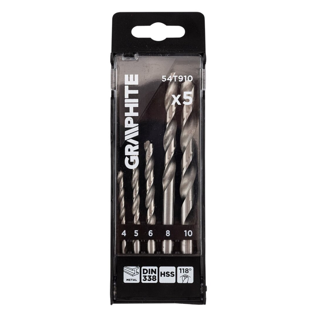 „HSS Metalo“ grąžtai, 4–10 mm, rinkinys 5 vnt. 1
