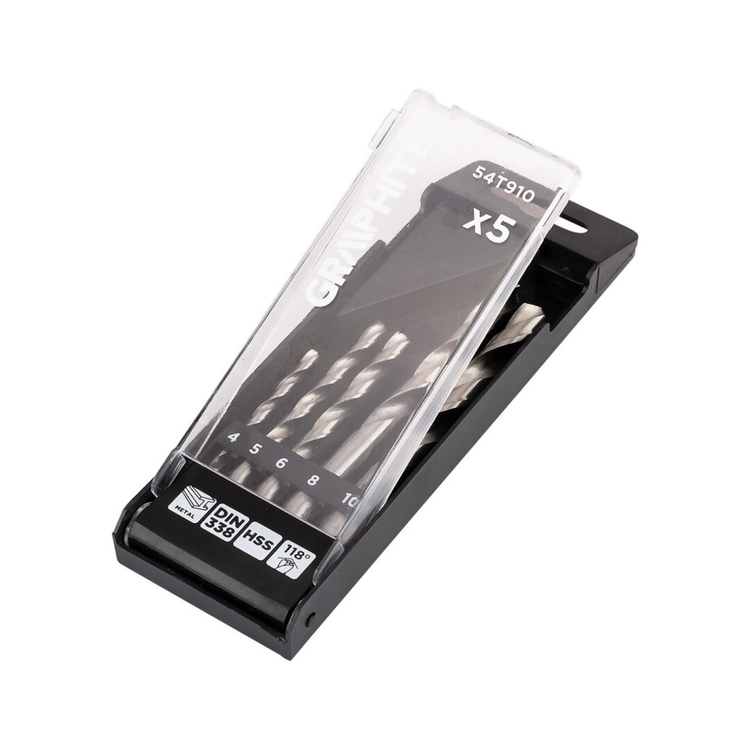 „HSS Metalo“ grąžtai, 4–10 mm, rinkinys 5 vnt. 2